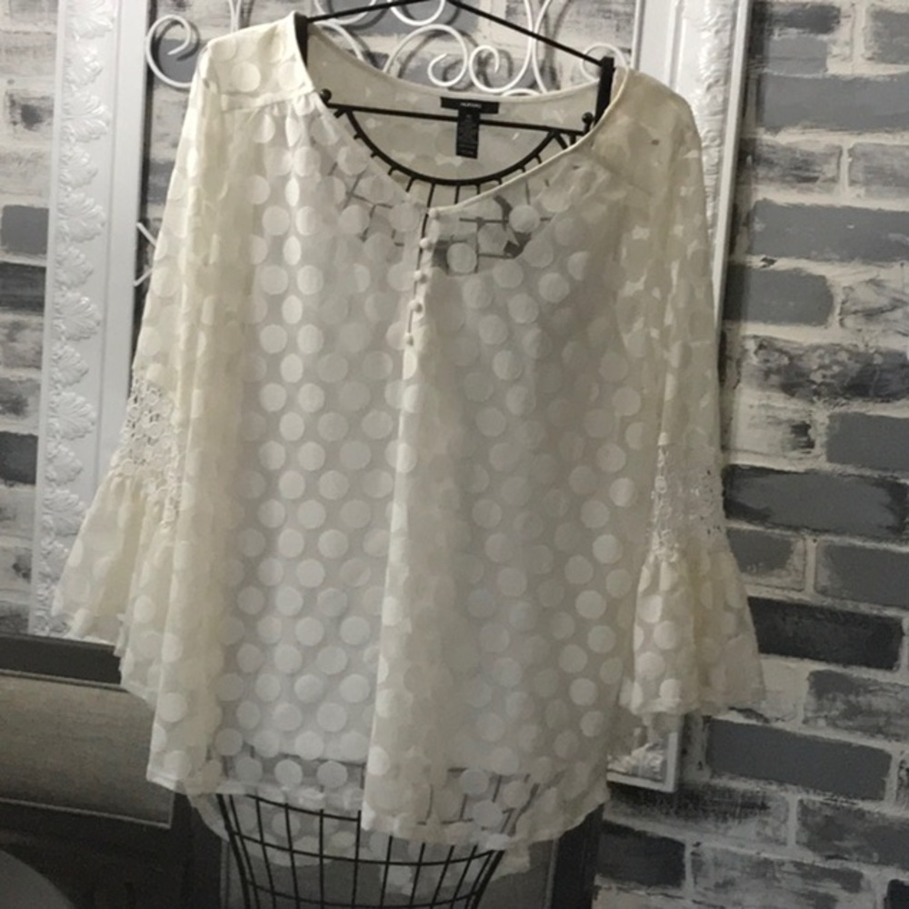 Alfani Crochet & Lace Cream Top